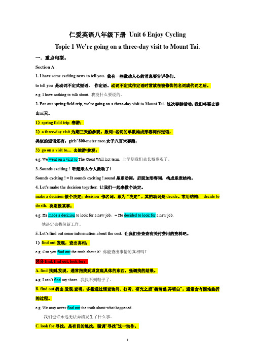 仁爱英语八年级下册-Unit-6-重点知识点总结及练习