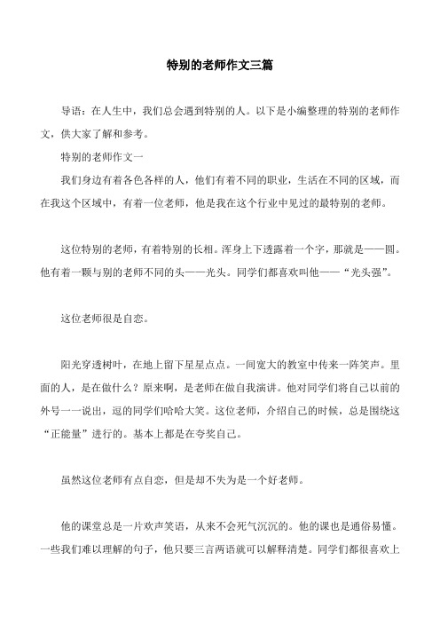 特别的老师作文三篇