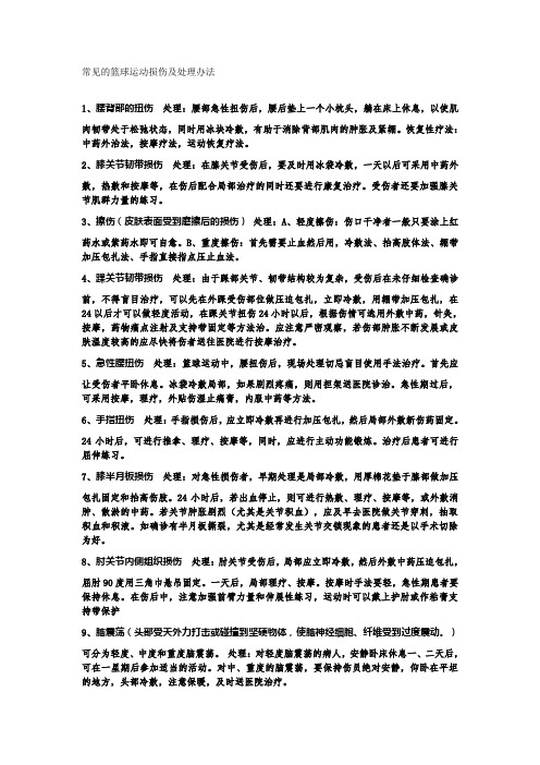 常见的篮球运动损伤及处理办法