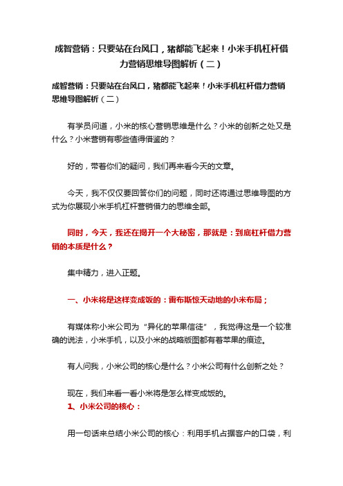 成智营销：只要站在台风口，猪都能飞起来！小米手机杠杆借力营销思维导图解析（二）