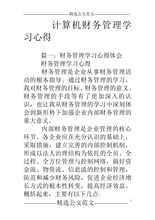 计算机财务管理学习心得