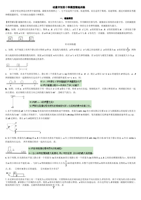 动量守恒定律10个模型最新模拟题精选训练