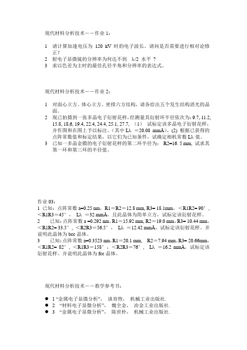 现代材料分析技术-作业1