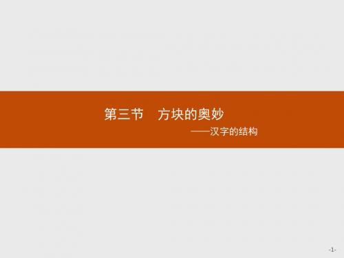 【课堂设计】2015-2016学年高二语文人教选修《语言文字应用》课件：3.3 方块的奥妙——汉字的结构