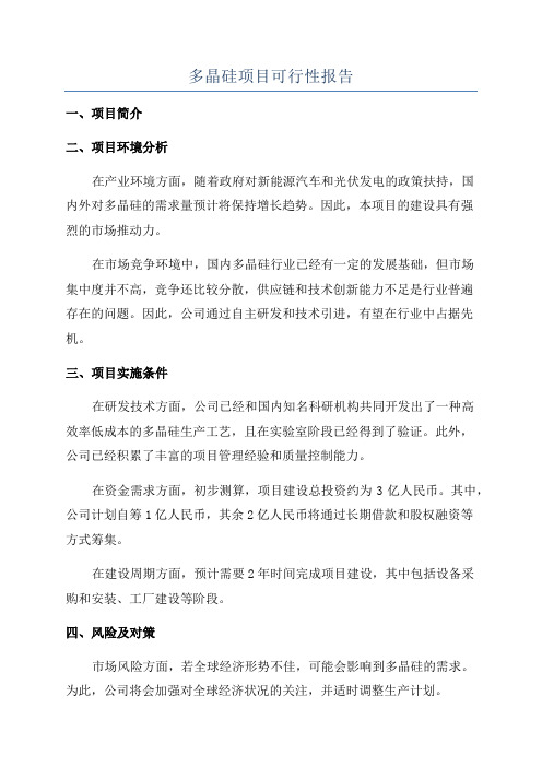 多晶硅项目可行性报告