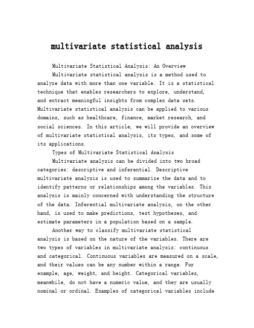 multivariate statistical analysis