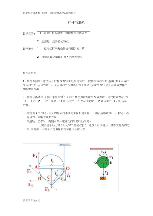 初三物理杠杆滑轮及功机械效率经典例题(附答案)word版本