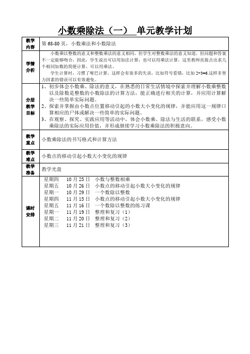 7、苏教版五年级上册第七单元小数乘除法新教案