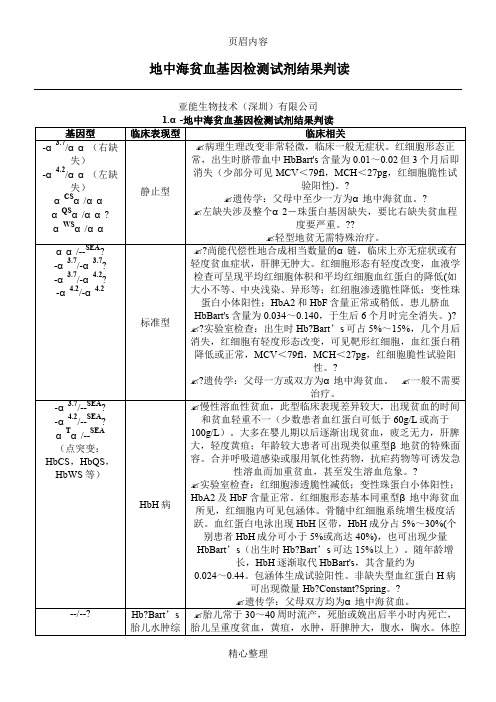 地中海贫血基因检测试剂结果判读