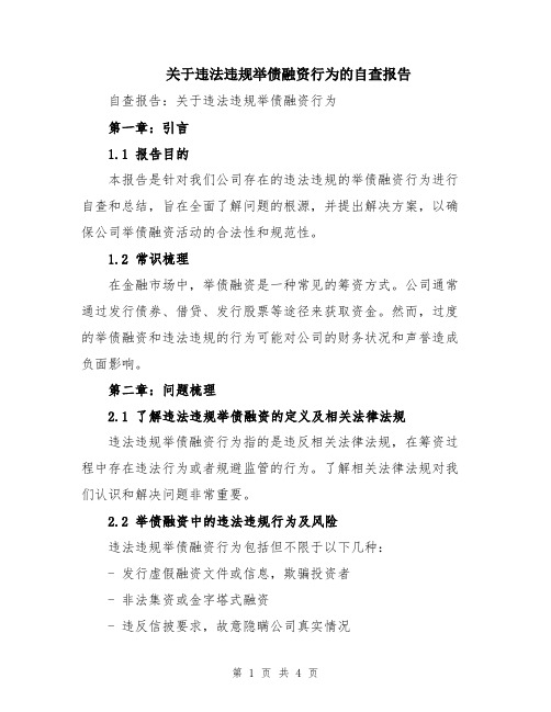 关于违法违规举债融资行为的自查报告