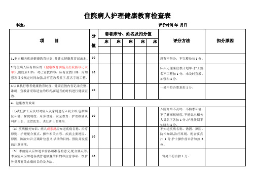 健康教育检查表