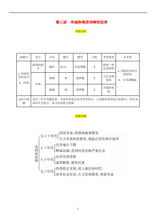 中考历史总复习考点速查 世界现代史 第三讲 冷战和美苏对峙的世界试题