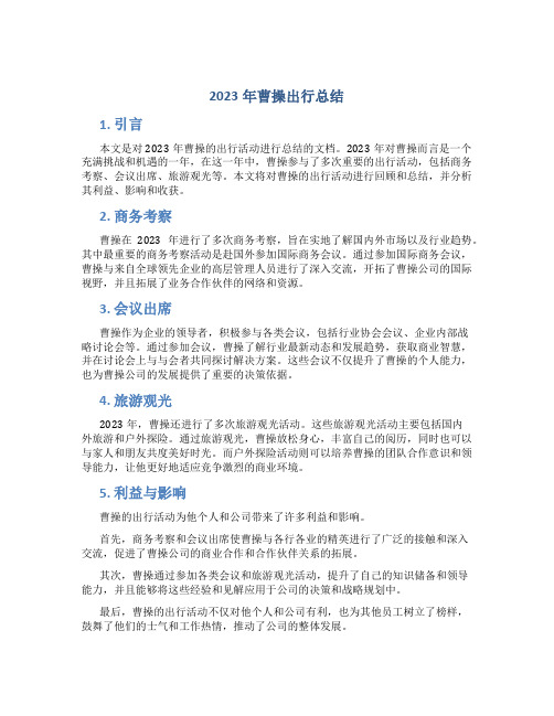 2023年曹操出行总结