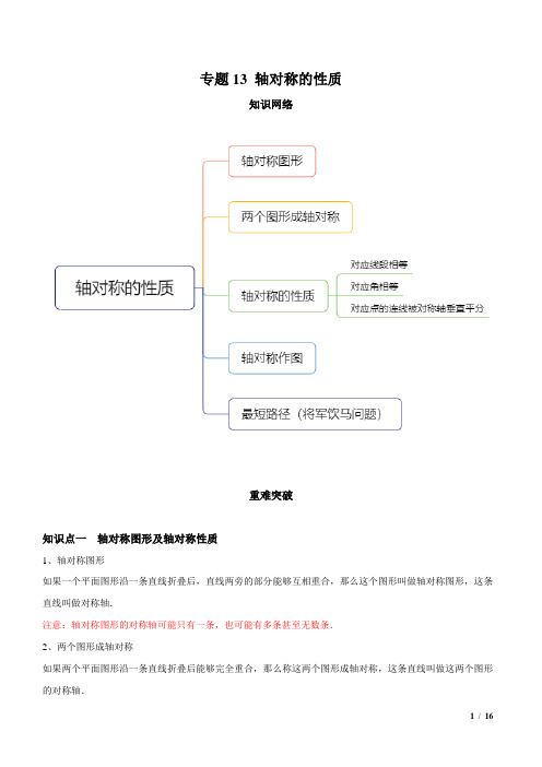 专题13 轴对称的性质(知识点串讲)(解析版)