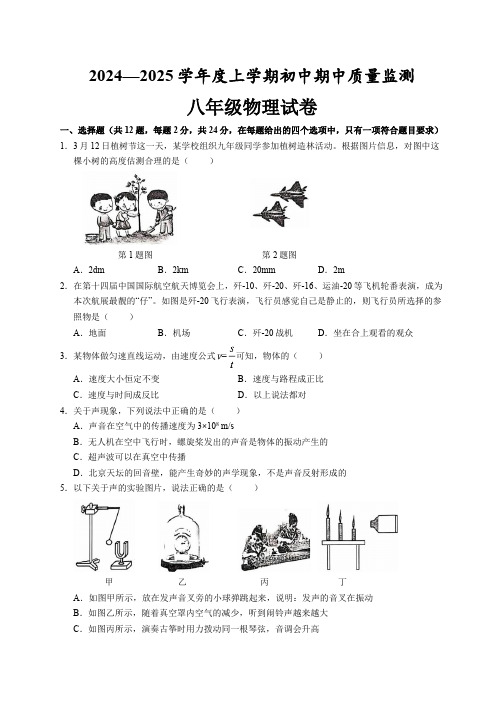 湖北省孝感市孝昌县2024-2025学年八年级上学期11月期中物理试题(含答案)