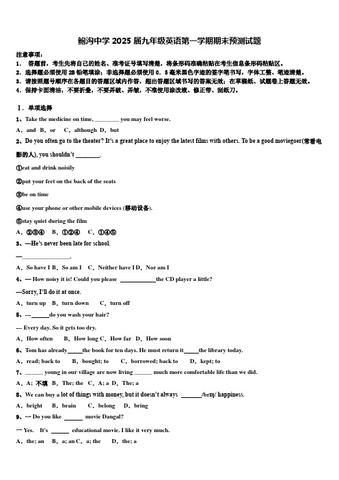 鲍沟中学2025届九年级英语第一学期期末预测试题含解析