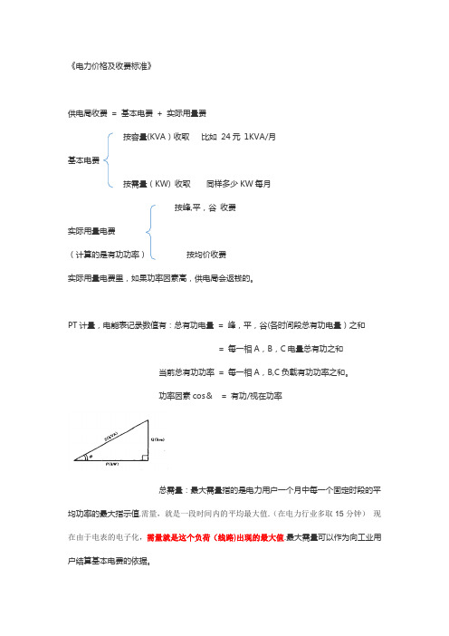 《电力价格及收费标准》【范本模板】