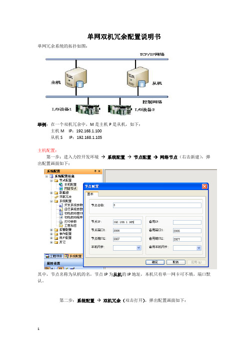 力控单网双机冗余系统配置说明书