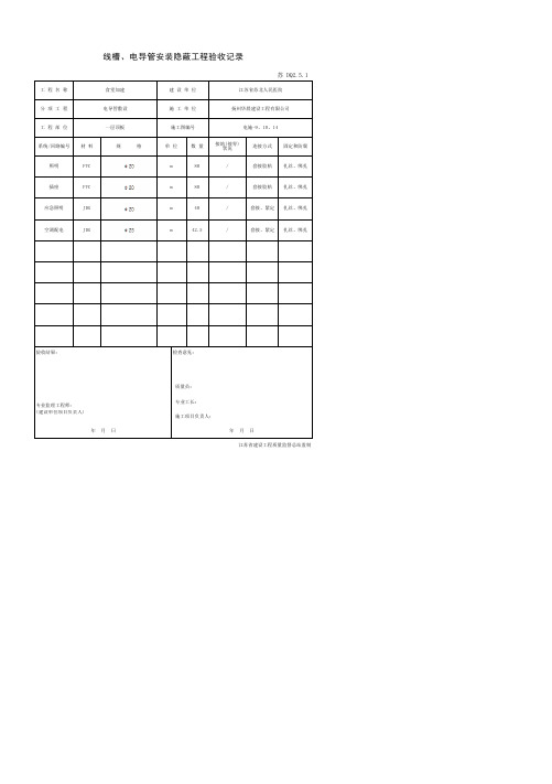 线槽、电导管安装隐蔽工程验收记录