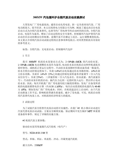 300MW汽包循环炉全程汽泵启动实践探讨