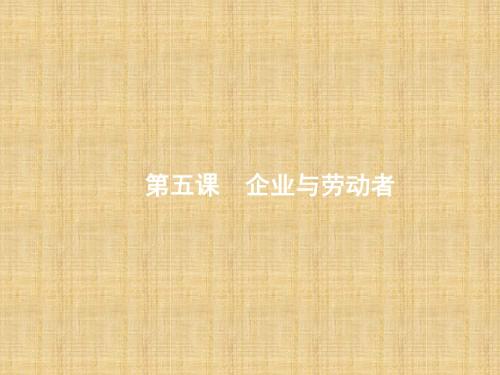 2019年高考政治一轮复习精品配套课件：1.5企业与劳动者