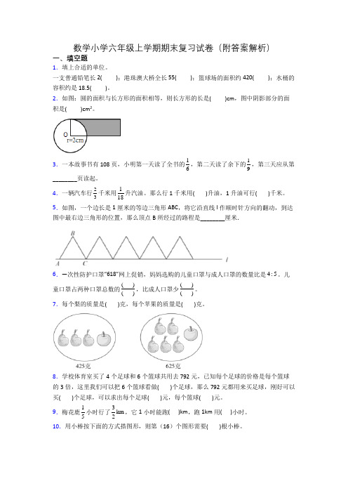 数学小学六年级上学期期末复习试卷(附答案解析)