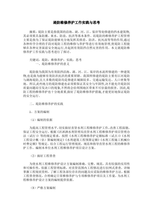 堤防维修养护工作实践与思考