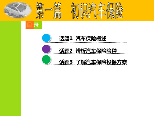 《汽车保险与理赔》第一篇  初识汽车保险课件