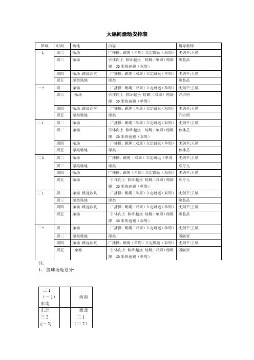 大课间活动安排表(调整).