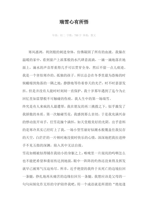 瑞雪心有所悟700字作文