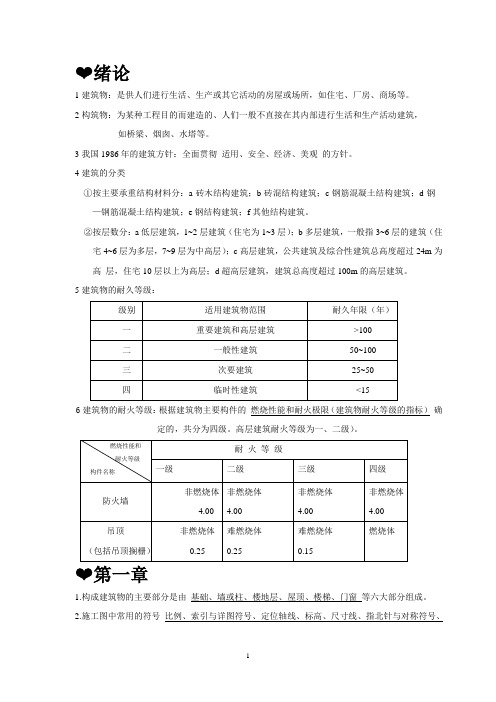 建筑工程概论复习题