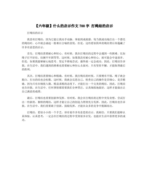 【六年级】什么的启示作文700字 打绳结的启示