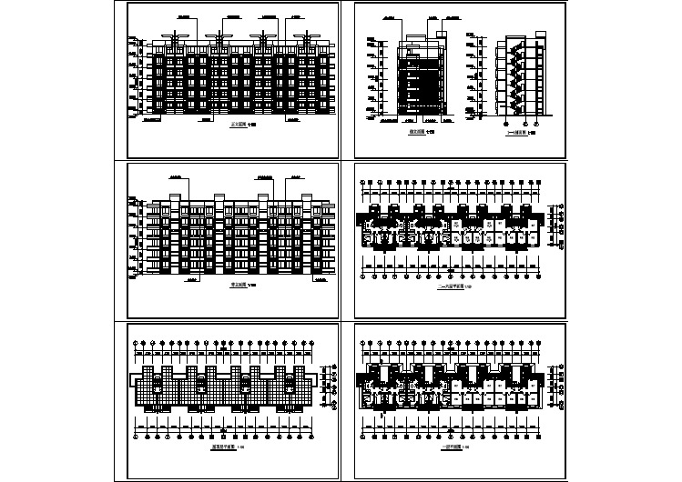 某七层研究生公寓建筑CAD设计方案图