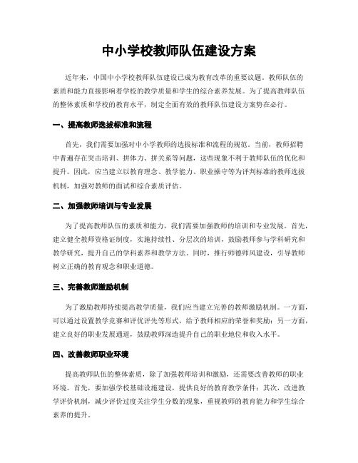 中小学校教师队伍建设方案