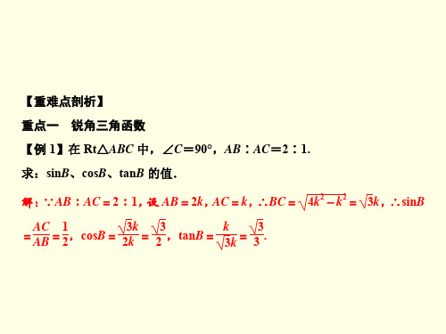 初三上数学课件(沪科版)-期末总复习 四、锐角三角函数