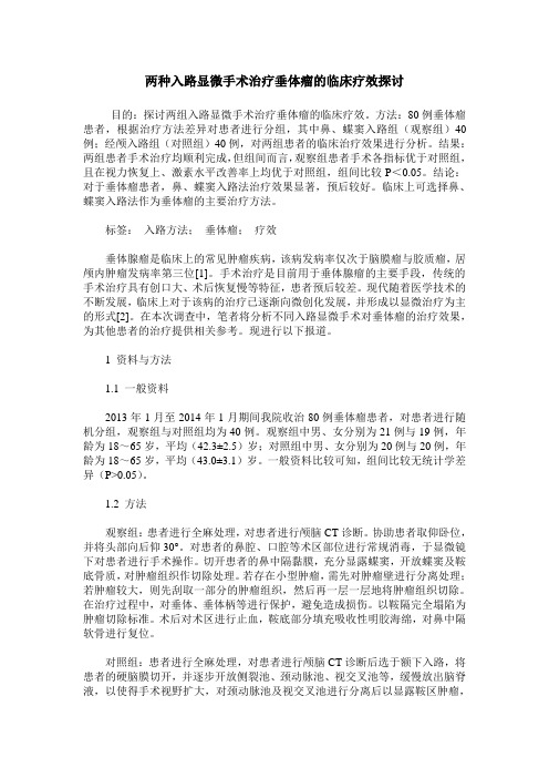 两种入路显微手术治疗垂体瘤的临床疗效探讨