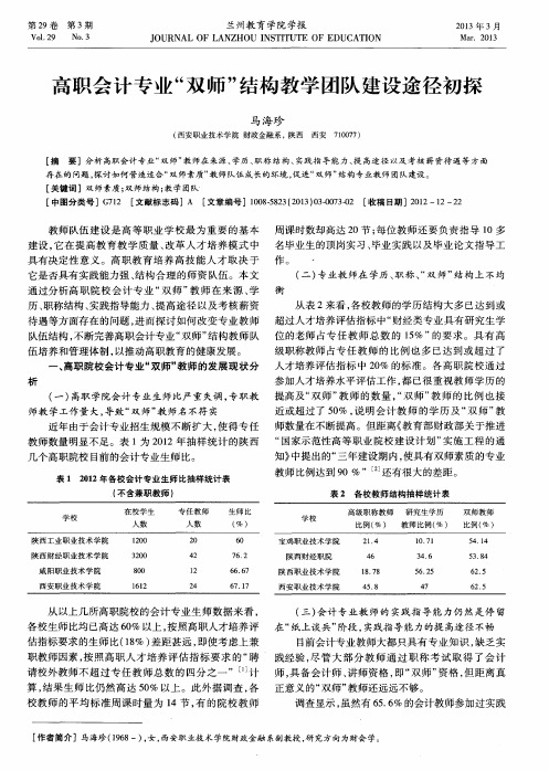 高职会计专业“双师”结构教学团队建设途径初探