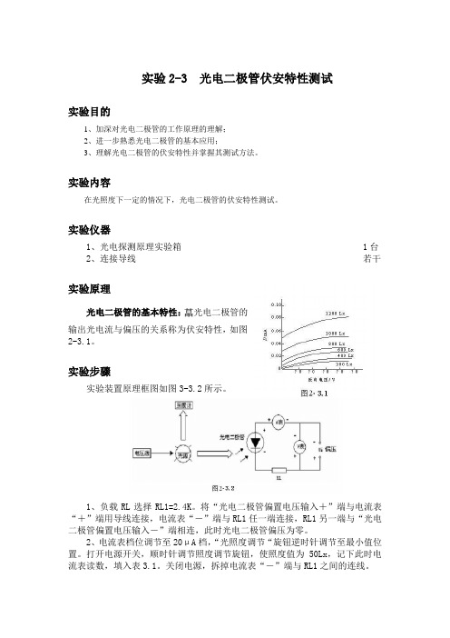 实验2-3光电二极管伏安特性测试