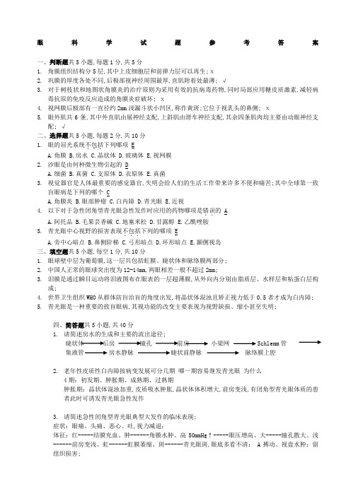 眼科学试题附答案