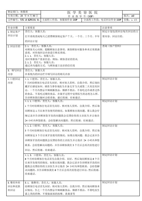 医美整形客服电话回访作业SOP标准