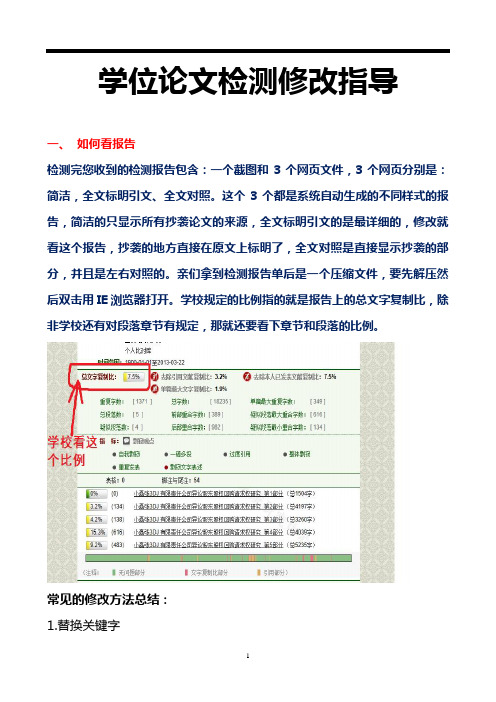 中国知网学位论文检测修改指导(修改论文必看)