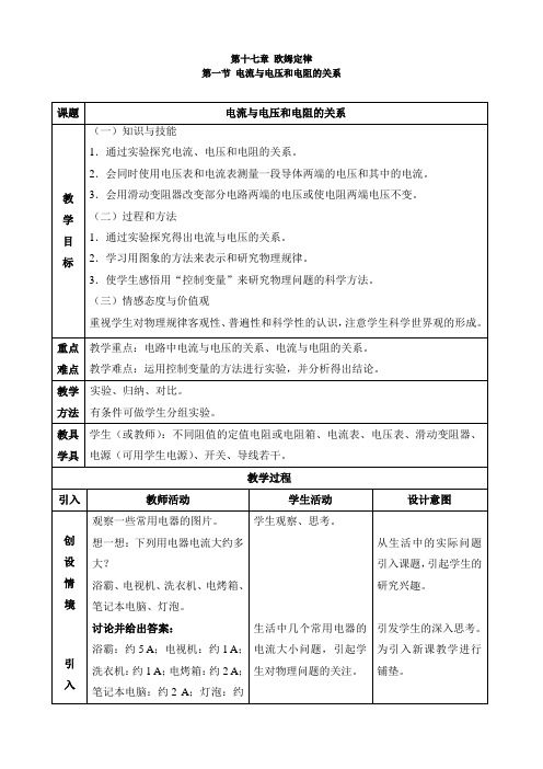 17.1 电流与电压和电阻的关系