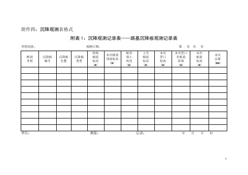 沉降观测表格式