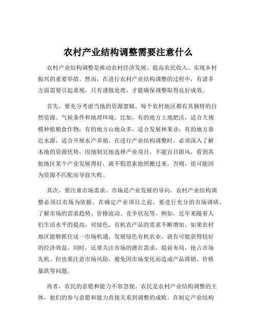 农村产业结构调整需要注意什么