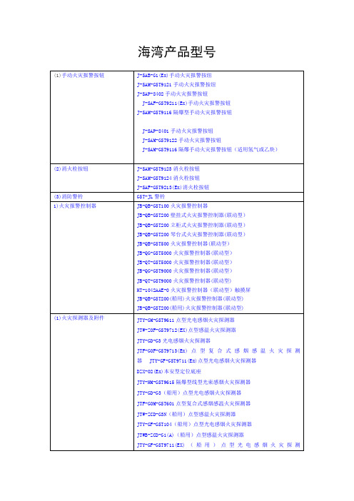 海湾消防产品型号大全