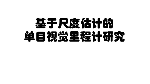 单目视觉里程计完整版介绍