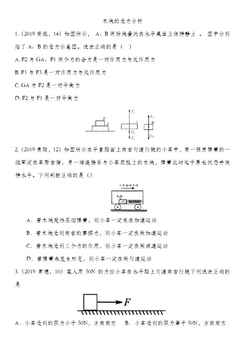 中考物理(真题版)专题强化练习卷：木块的受力分析