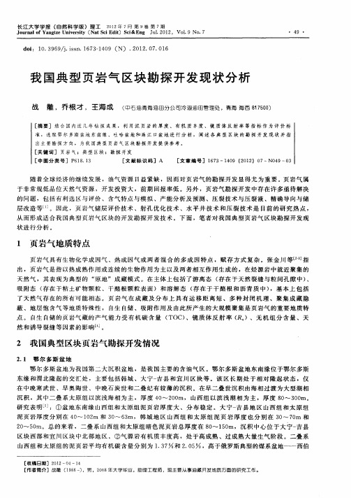 我国典型页岩气区块勘探开发现状分析