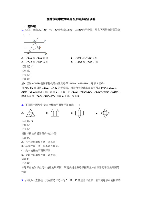 桂林市初中数学几何图形初步综合训练