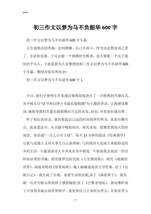 初三作文以梦为马不负韶华600字